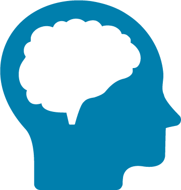 Blue brain head icon