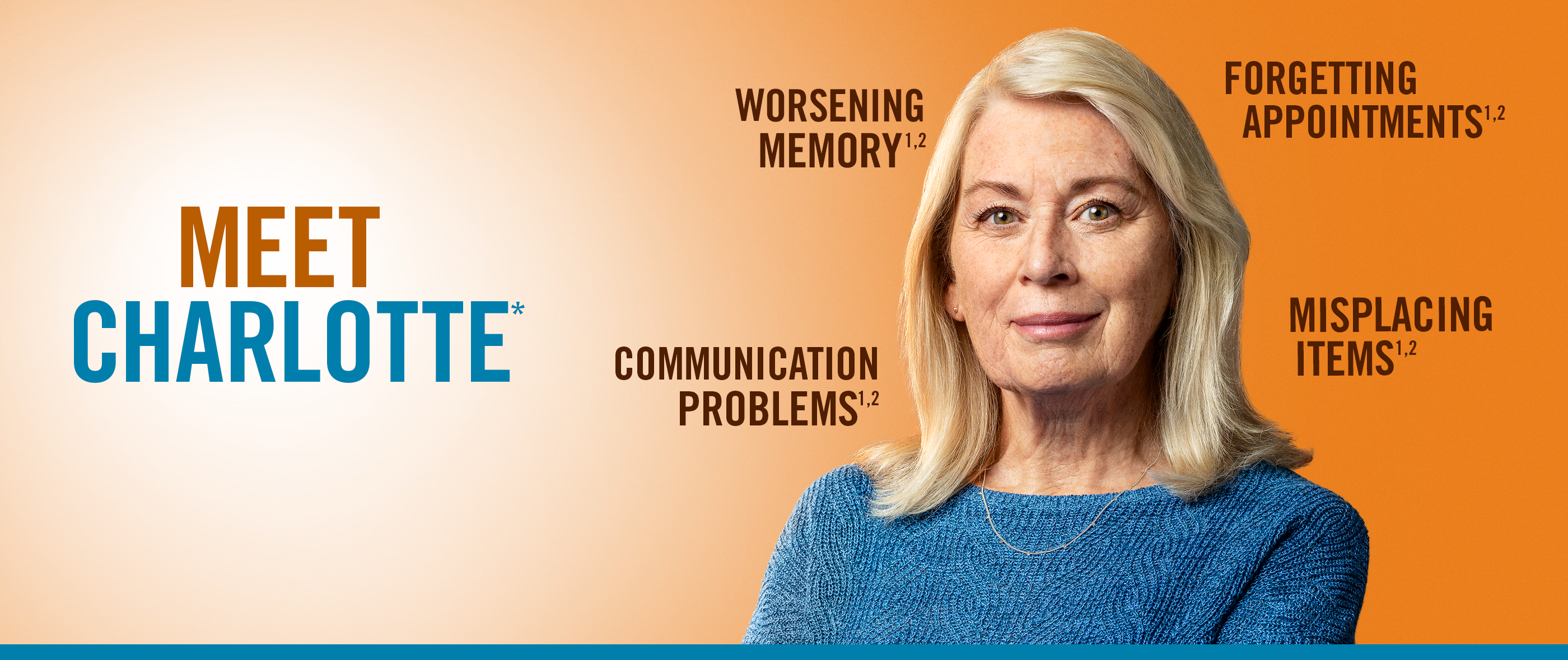 Patient profile image with text surrounding: memory issues, anxiety, repeating stories, forgetting appointments